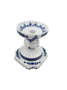 Andrea By Sadek Blue White Porcelain Candlestick Holder Chinoiserie Vintage